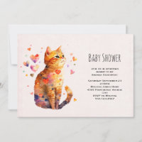 Niedliche Tabby-Katze mit Herz-Baby-Dusche