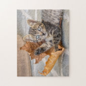 Niedliche Tabby-Katze mit Leder - Puzzle (Vertikal)