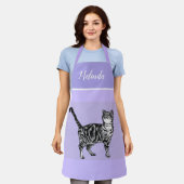 Niedliche Tabby Katze Pastell lila Lavendel Katze Schürze (Getragen)