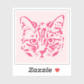 Niedliche Tabby Katze Rosa und Roter Platz Aufkleber (Blatt)