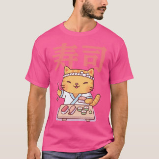 Niedliche Tabby-Katze und japanisches Sushi T-Shirt