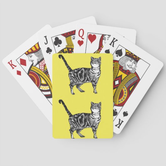 Niedliche Tabby Katze Zeichnend Kunst Spielkarten (Rückseite)