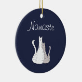 Niedliche Tabby Katzen Namaste Keramik Ornament (Rechts)