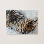Niedliche Tabby-Katzewatercolor-Kunst Puzzle (Horizontal)