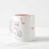 Niedliche Tabby Kitty Cat auf Weiß Zweifarbige Tasse (Vorderseite Links)