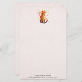 Niedliche Tablettenkatze mit Herz Briefpapier (Vorne/Hinten)