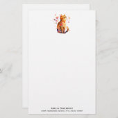 Niedliche Tablettenkatze mit Herz Briefpapier (Vorne/Hinten)