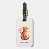 Niedliche Tablettenkatze mit Herz Gepäckanhänger (Vorderseite vertikal)