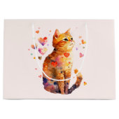 Niedliche Tablettenkatze mit Herz Große Geschenktüte (Vorderseite)