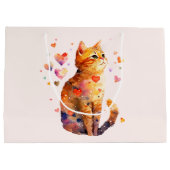 Niedliche Tablettenkatze mit Herz Große Geschenktüte (Rückseite)