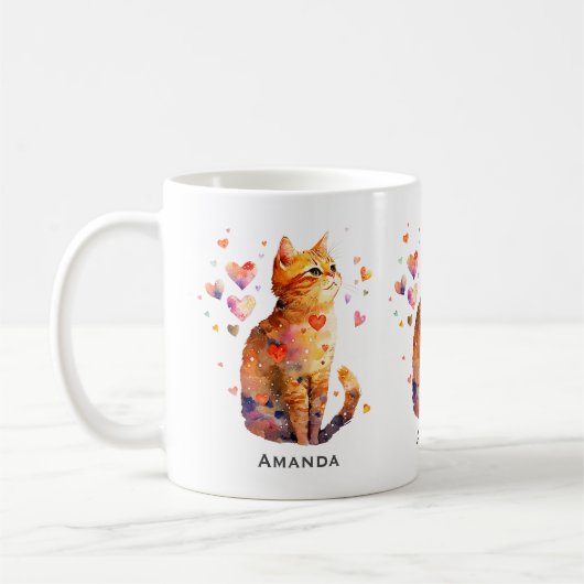 Niedliche Tablettenkatze mit Herz Kaffeetasse (Links)