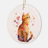 Niedliche Tablettenkatze mit Herz Keramik Ornament (Links)