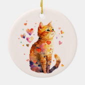 Niedliche Tablettenkatze mit Herz Keramik Ornament (Hinten)