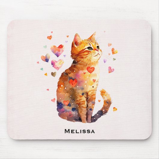 Niedliche Tablettenkatze mit Herz Mousepad (Vorne)
