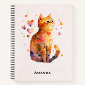 Niedliche Tablettenkatze mit Herz Notizblock (Vorderseite)