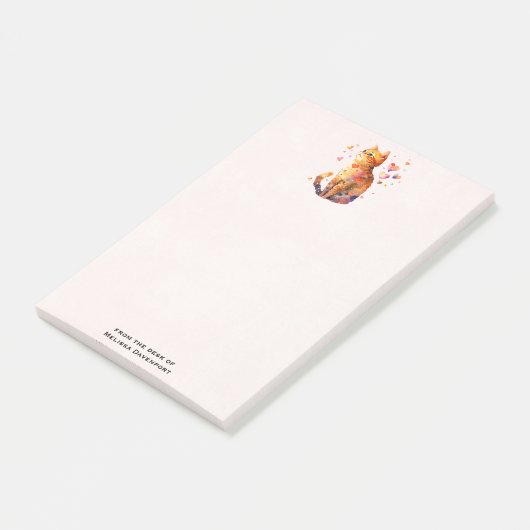 Niedliche Tablettenkatze mit Herz Post-it Klebezettel (angewinkelt)