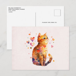 Niedliche Tablettenkatze mit Herz Postkarte