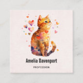 Niedliche Tablettenkatze mit Herz Quadratische Visitenkarte (Vorderseite)