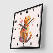 Niedliche Tablettenkatze mit Herz Quadratische Wanduhr (Winkel)