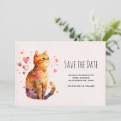 Niedliche Tablettenkatze mit Herz Save The Date (Stehend Vorderseite)