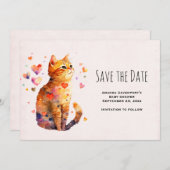 Niedliche Tablettenkatze mit Herz Save The Date (Vorne/Hinten)