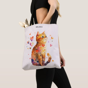 Niedliche Tablettenkatze mit Herz Tasche