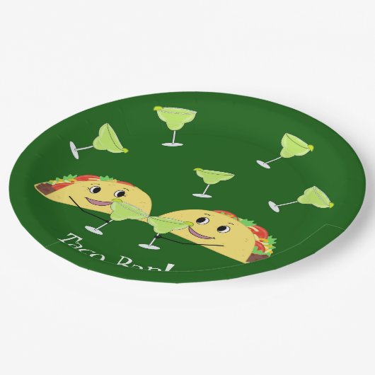 Niedliche Taco-Bar-Teller Pappteller (Schrägansicht)