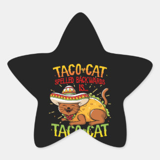 Niedliche Taco Katze rückwärts geschrieben Taco Ka Stern-Aufkleber