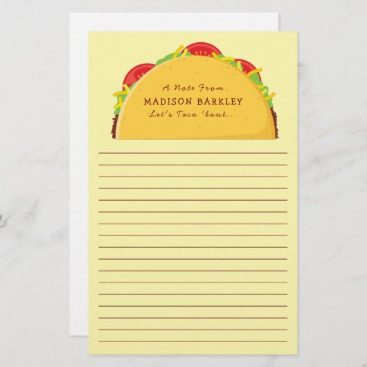 Niedliche Taco-Kinder Briefpapier (Vorne/Hinten)