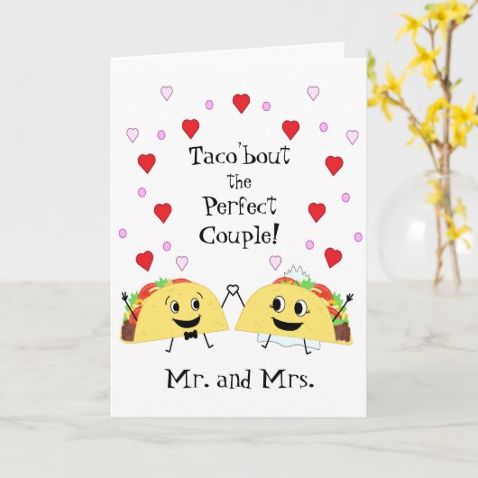Niedliche Taco Wedding Glückwunschkarte Karte (Gelbe Blume)