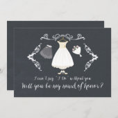 Niedliche Tafel wird meine Trauzeugin sein Einladung (Vorne/Hinten)