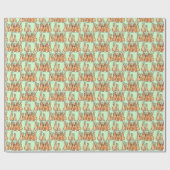 Niedliche Tan Bunny Rabbits auf Grünwald Rustikal Geschenkpapier (Flach)