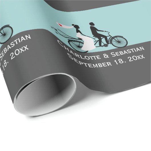 Niedliche Tandem-Bikebrücke und Groomehe Geschenkpapier (Rolleneckpunkt)