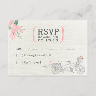 Niedliche Tandem-Fahrrad-RSVP-Karten mit Blume RSVP Karte