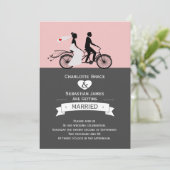 Niedliche Tandem-Fahrradbrücke und Groom-Hochzeit Einladung (Stehend Vorderseite)