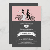Niedliche Tandem-Fahrradbrücke und Groom-Hochzeit Einladung (Vorne/Hinten)