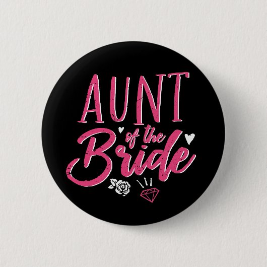 Niedliche Tante des Bride Pink Kalligraphie-Drehbu Button (Vorderseite)
