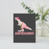 Niedliche Tante Dino mit Blumenflöten Postkarte (Stehend Vorderseite)