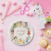 Niedliche Tanzblüte Fairies Gold Glitzer Pappteller (Party)