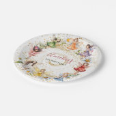 Niedliche Tanzblüte Fairies Gold Glitzer Pappteller (Schrägansicht)