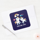 Niedliche Tanzeinheiten Magischer Regenbogen Danke Quadratischer Aufkleber (Umschlag)