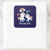 Niedliche Tanzeinheiten Magischer Regenbogen Danke Quadratischer Aufkleber (Tasche)