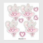 Niedliche tanzende Elefant Valentine Hearts Aufkleber (Blatt)
