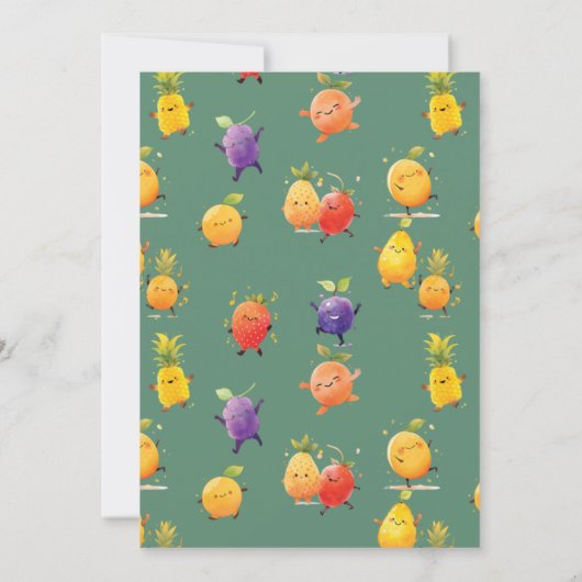 Niedliche Tanzfrucht zum Geburtstag Einladung (Rückseite)