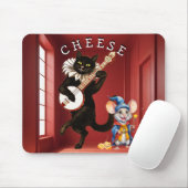 Niedliche Tanzkatze mit Gitarre und Mausfreund Mousepad (Mit Mouse)