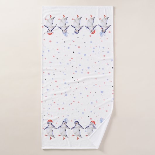 Niedliche Tanzpinguine Weihnachten Badehandtuch (Badehandtuch)