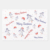 Niedliche Tanzpinguine Weihnachten Geschenkpapier Set (Vorderseite)
