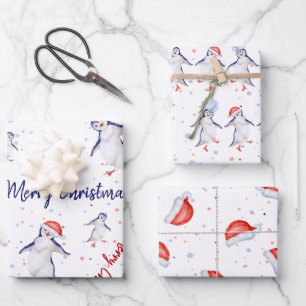 Niedliche Tanzpinguine Weihnachten Geschenkpapier Set