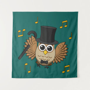 Niedliche Tanzschale mit Musiknoten Cartoon Wandteppich