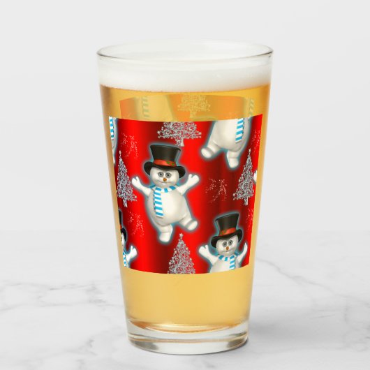 Niedliche Tanzschneemänner und Schneeschauer zu We Glas (Rückseite (gefüllt))